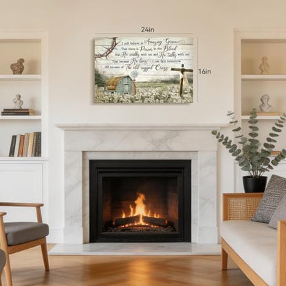 Snlihc Wrapped Canvas Christian Barn Windmill Church Wall Art 12x16 in - color: Scripture, size: 16"L x 12"W