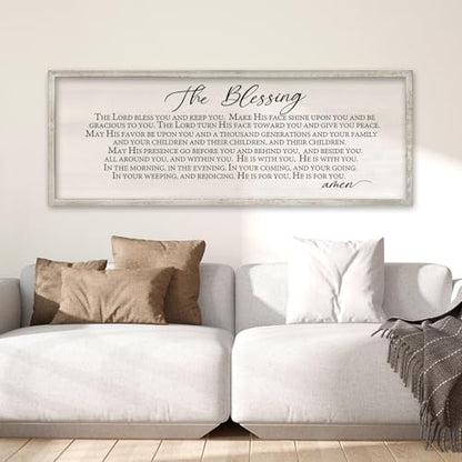 RLWangChao The Blessing Wall Art, 32x12 Inch, White - color: The Lord Bless You And Keep You (White), size: 32"L x 12"W