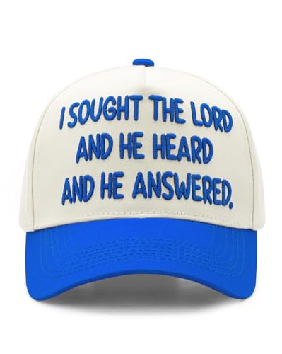 Waldeal Christian Hat - I Sought The Lord and He Heard and He Answered Trucker Hat, Religious Gifts for Men Women - color: Blue