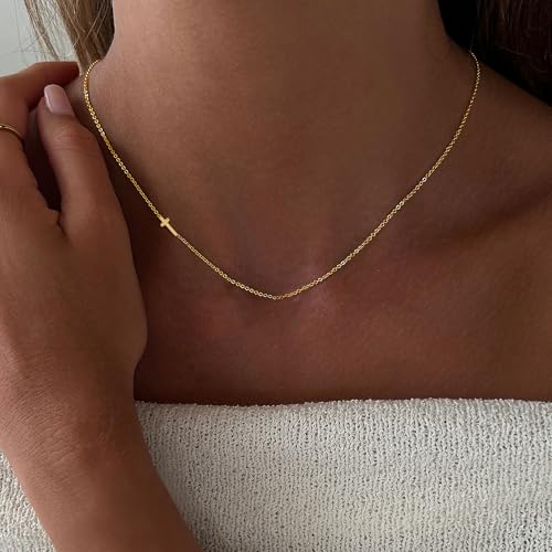 Cross Necklace for Women, Dainty Gold Necklace Tiny Cross Charm Necklace - color: Gold-Cross 8