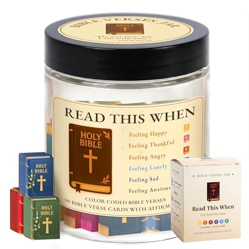 Bible Verse Jar with 90 Bible Verse Cards, Read This When Bible Verses Jar, Prayer Religious Catholic Christmas Christian Gifts For Women, Men - color: Bible Verses Jar