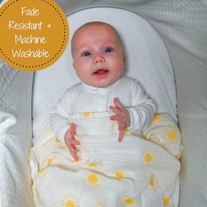 LollyBanks Muslin Swaddle Blanket, 47 x 47 in, Newborn Receiving Blanket - color: Beautiful Day