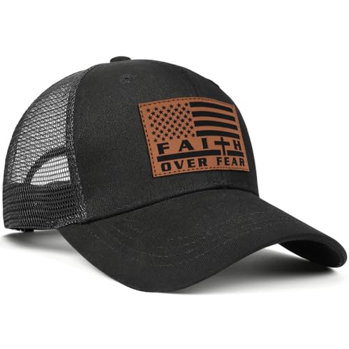 Jesus Hat Christian Gifts for Men American Flag Hats Faith Over Fear Hat Fathers Day Christmas Birthday Gifts for Friend - color: Faith