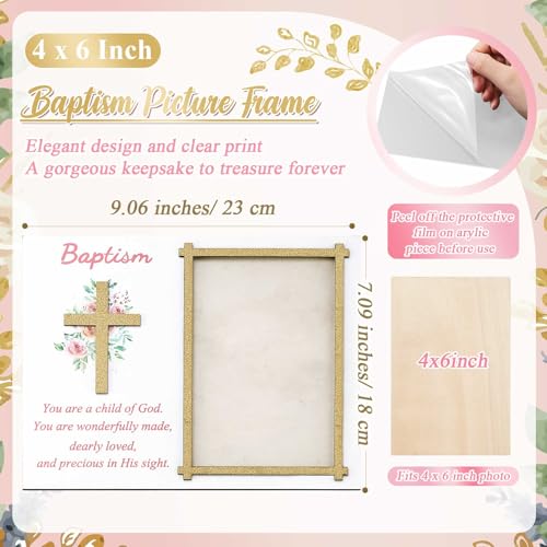 Baptism Gifts for Boys Girls, Baptism Photo Frame with Gift Box, Flower - style: Flower