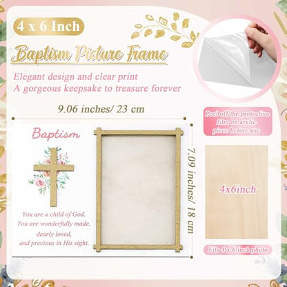 Baptism Gifts for Boys Girls, Baptism Photo Frame with Gift Box, Flower - style: Flower