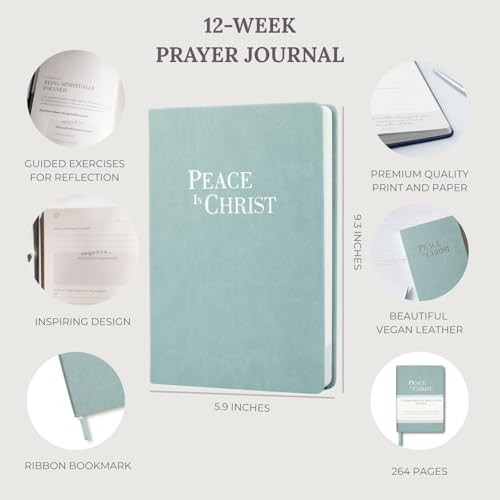 Prayer Journal – Peace in Christ 12-Week Guided Christian Prayer Journal for Women & Men with Daily Prayer Prompts, Scripture, Gratitude & Reflection for Spiritual Growth - color: Green
