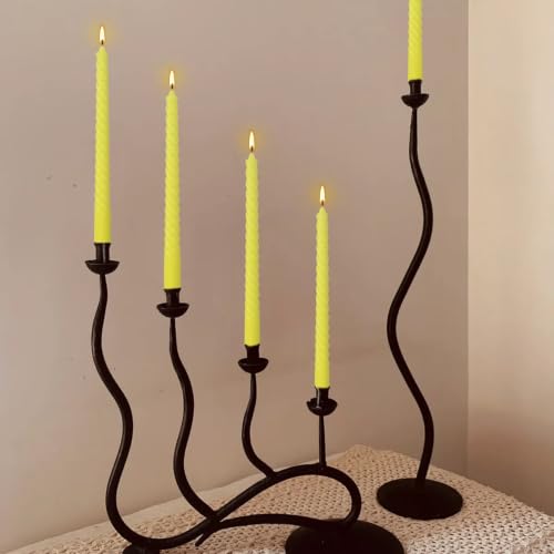 Yellow Spiral Taper Candles, 12 Pack 10 Inch Unscented - color: yellow-10"12pcs