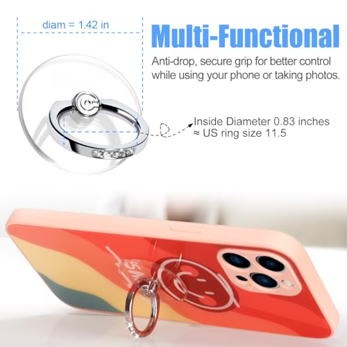 Transparent Phone Ring Holder Grip - EI Sonador Clear Cell Phone Ring Stand Holder Finger Grip Kickstand 360° Rotation, Compatible with Most of Phones, Tablets and Case (2 Silver Diamond) - color: 2 Silver Diamond