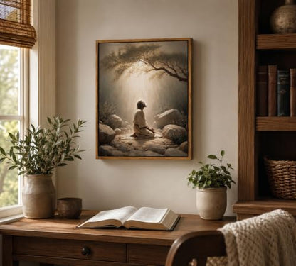 Framed Jesus Prayers Canvas Wall Art, God Divine Mercy Painting, 12x16in - color: Framed Jesus Prayers, size: 12x16in