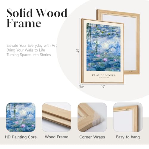 Framed Claude Monet Landscape Wall Art for Living Room, 3 Piece 16x24 Inch - color: Blue and Purple, size: 16"W x 24"Hx3Pcs