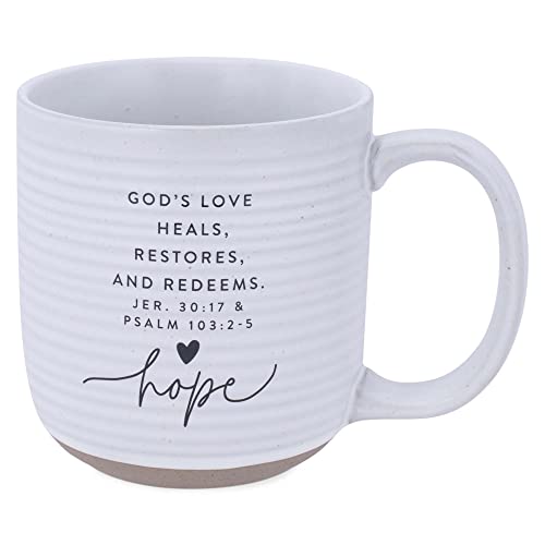 Lighthouse Christian Products Hope Hold Onto Hope Rib Textured White 20 Ounce Ceramic Mug