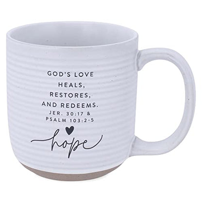 Lighthouse Christian Products Hope Hold Onto Hope Rib Textured White 20 Ounce Ceramic Mug