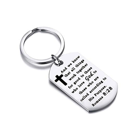 Gzrlyf Romans 8:28 Keychain Christian Gifts and We Know that All Things Work together for Good for Those who Love God
