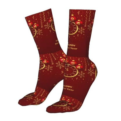 Happy New Year 2024 Unisex Sports Socks - Winter Casual Dress Fashion Socks - color: Happy New Year 2024