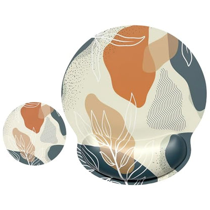 ITNRSIIET Ergonomic Mouse Pad with Wrist Support Wrist Rest Smooth Surface Non-Slip Rubber Base Comfortable Office Supplies Pain Relief, 9.8 x 9.1 inches, Abstract Leaf - color: Abstract Leaf