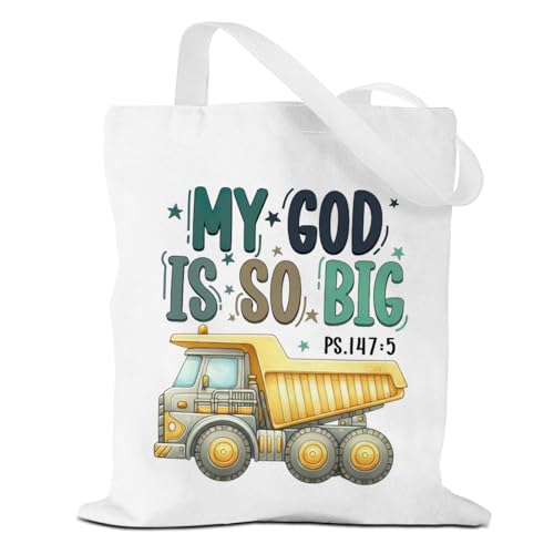 VICBOU Bible Verse Canvas Tote Bag Religious Christian Gifts for Women Men Faith Canvas Tote Reusable Grocery Bag - color: Truckgod