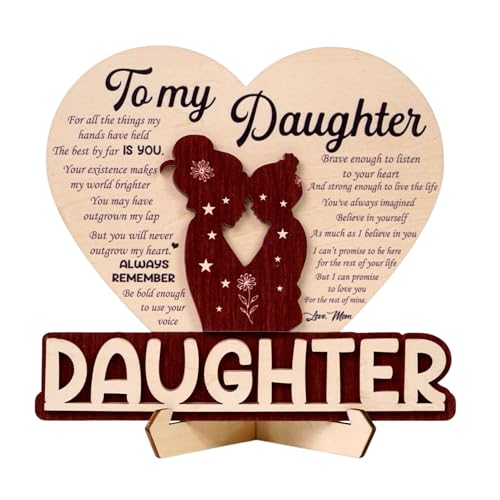 KATINAT To My Daughter from Mom, Wooden Heart Keepsake, Inspirational Mother’s Love Plaque, Sentimental Home Decor, Birthday Christmas Graduation Wedding Present - color: KATINAT To My Daughter Plaque