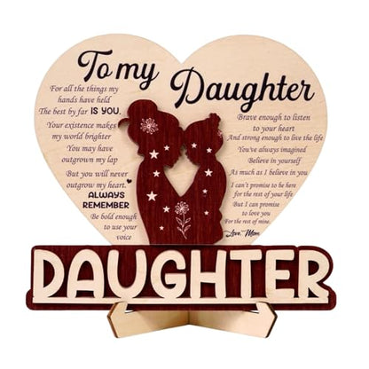 KATINAT To My Daughter from Mom, Wooden Heart Keepsake, Inspirational Mother’s Love Plaque, Sentimental Home Decor, Birthday Christmas Graduation Wedding Present - color: KATINAT To My Daughter Plaque