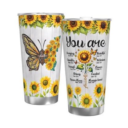 Christian Gifts for Women, Inspiration Religious Gifts, Bible Verse Encouragement Gifts, Thank You Gifts, Birthday Gifts for Women, Mom, Friend, Sister -20 Oz Stainless Steel Tumbler - color: Straw Three-piece Set 1