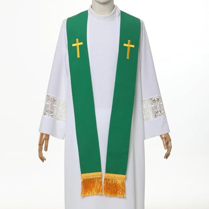 BLESSUME Church Clergy Pastor Cross Embroidered Stole - color: Green 9