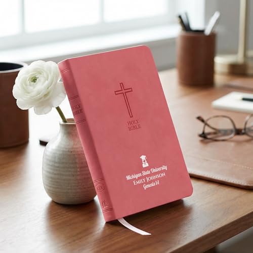 Personalized KJV Bible, Custom Name, School Name, Class of 2026 Design, King James Version, Red Letter, Value Thinline, Reading Plan, Graduation Gift, High School or Collage Graduate, Pink - color: Kjv Pink Value Thinline, size: King James Version