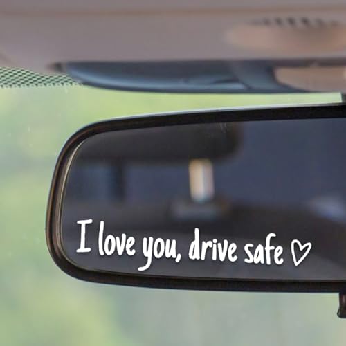 I Love You Drive Safe Mirror Stickers, 3X Car Decals for Women(White) - color: White-ILU,Drive Sfae