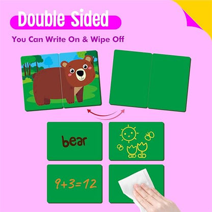 SpriteGru Jungle Animal Memory Game, 28 Chunky Cards Wild Animal Head Tail Matching Game 1-5 Players Memory Matching Game for Age - style: Jungle Animal