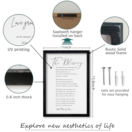 comurdyo The Blessing Bible Verse Wall Art, 16"×11", Black - color: The Blessing (Black), size: 16"L x 11"W