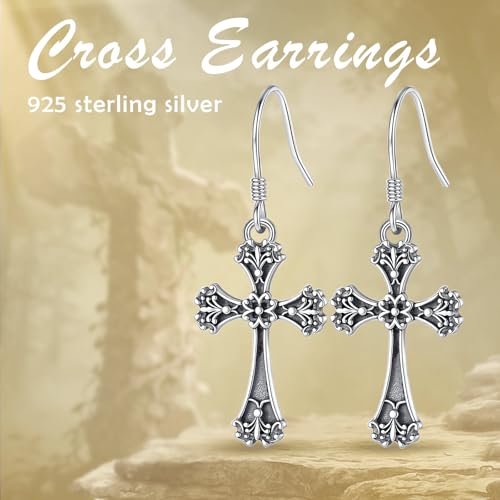 Vito Moonstone Turquoise Drop Earrings for Women, 925 Sterling Silver Hooks - style: Cross