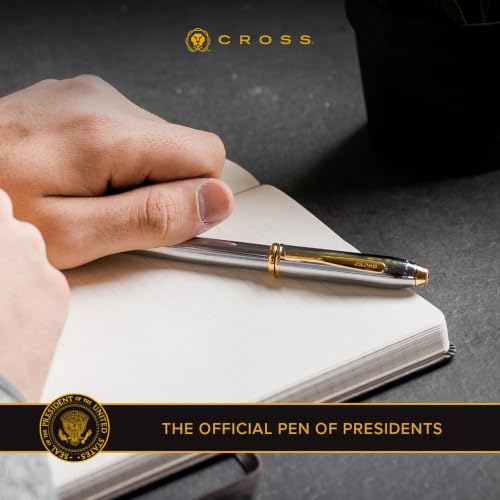 Cross Townsend Lustrous Chrome Rollerball Pen, Medium Point, Black Ink - color: Lustrous Chrome