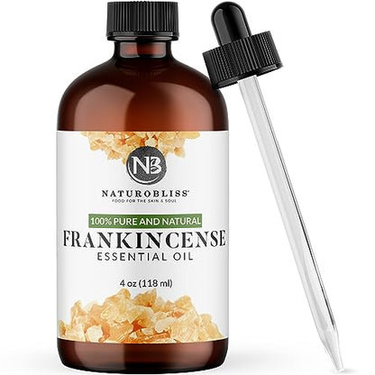NaturoBliss 100% Pure Frankincense Essential Oil Therapeutic Grade Premium Quality (4 fl. oz) with Glass Dropper, Perfect for Aromatherapy - size: 4 Fl Oz (Pack of 1)
