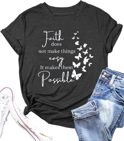 Christian Jesus Faith T Shirts for Women - color: Gray5, size: XX-Large