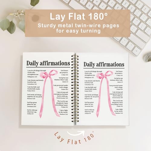 Bible Study Journal Supplies,Pink Bow Bible Notebook for Note Taking - color: Daily affirmations