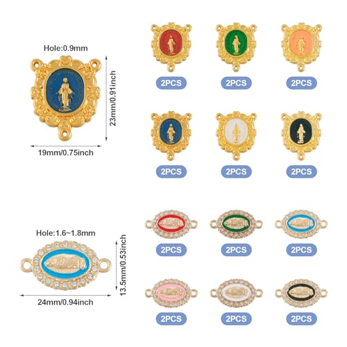 Elecrelive 24Pcs Virgin Mary Charms Crucifix Connection Rosary Centerpiece - color: Mixed Color, 12 Styles