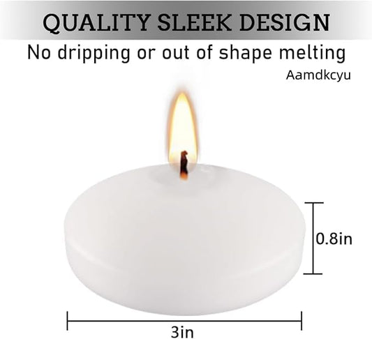 36 Packs 3-Inch unscented White Floating Candles - Ideal for Weddings, Pool Party, Holiday Centerpieces and Events - Odorless, Drip-Free, Long Lasting Burn Time - color: 36Pack-white floating