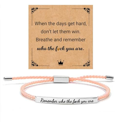 God is in Control Leather Bracelet, Stainless Steel Christian Faith Braided Engraved Bar Bracelets Self Worth Motivation Bracelet Inspirational Friendship Jewelry for Men Women - color: Remember Pink&Silver