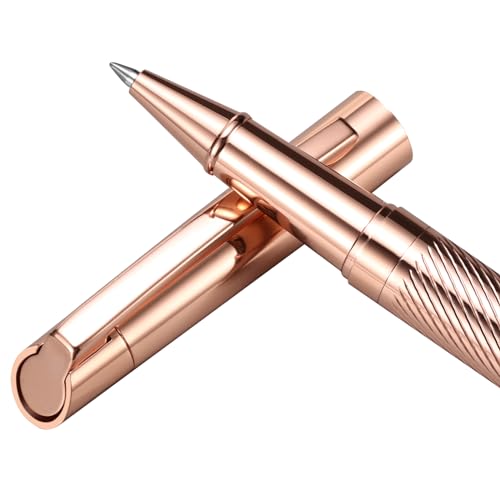 Rollerball Liquid Ink Signature Pens for Women Luxury Box Gel Black Ink Fancy Pen Refillable for Executive Office,Professional,Birthday Nice Gift Penset Rosegold - color: Rose Gold