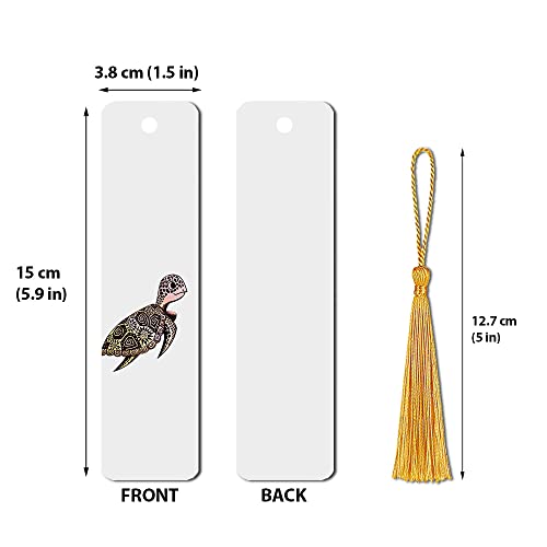 WIRESTER Set of 2 Metal Bookmarks with Light Gold Tassel for Students, Reader, Teachers, Book Lovers - Cute Turtle On Ocean, Blue Sea Turtle - color: Cute Turtle on Ocean, Blue Sea Turtle