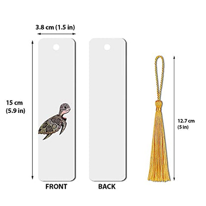 WIRESTER Set of 2 Metal Bookmarks with Light Gold Tassel for Students, Reader, Teachers, Book Lovers - Cute Turtle On Ocean, Blue Sea Turtle - color: Cute Turtle on Ocean, Blue Sea Turtle