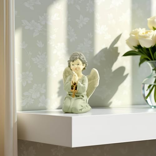 Praying Angel Figurine with Cross, Kneeling Angel Statue, 5.32 Inch - color: Kneeling Angel With Cross