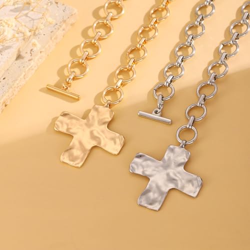 Pearl Cross Necklace Big Cross Pendants Necklaces for Women Chunky Pearl Necklace Gothic Cross Necklace Punk Vintage Cross Jewelry Women - style: Silver 04
