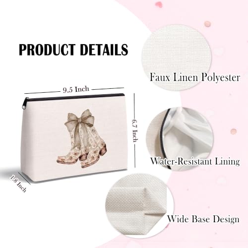 Cowgirl Gifts, Western Boots Zipper Makeup Bag - color: Cowgirl