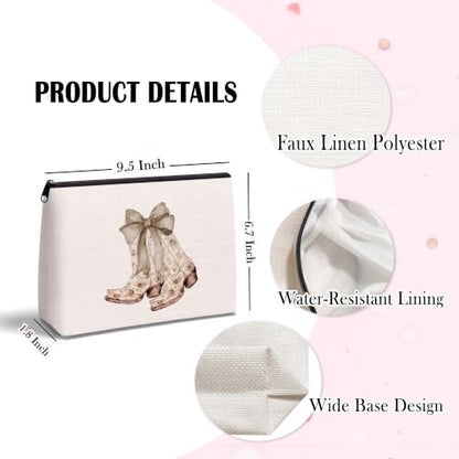 Cowgirl Gifts, Western Boots Zipper Makeup Bag - color: Cowgirl