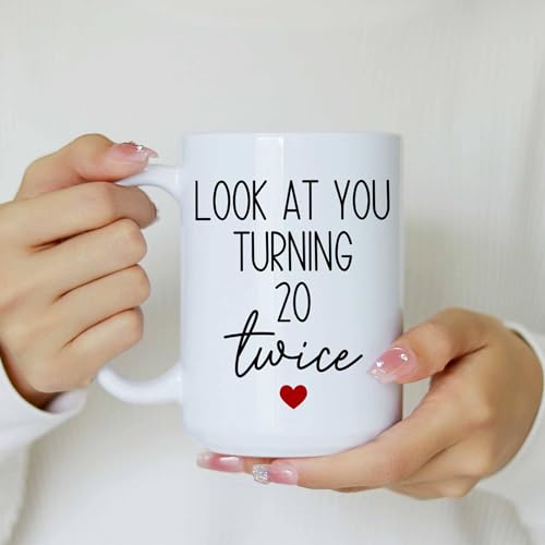 Personalized Look at You Turning 20 Twice - 40th Birthday Mug - Awesome Since 1986 11Oz 15Oz - Custom Gift for 40 Year Old Woman - color: BIRTHDAY-MUG-M1