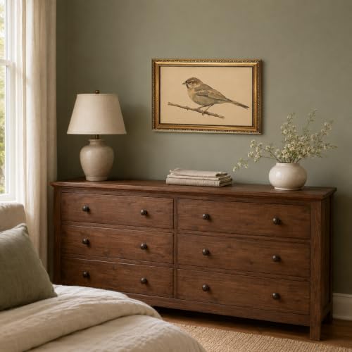 Vintage Bird Wall Art Gold Framed Sparrow on Branch Animal Wall Decor - color: Sparrow, size: 24"L x 16"W