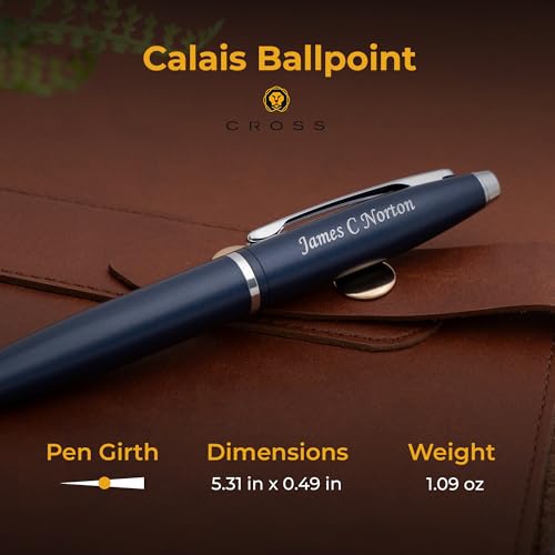 Cross Calais Personalized Ballpoint Pen in Matte Blue with Chrome Trim - color: Matte Blue