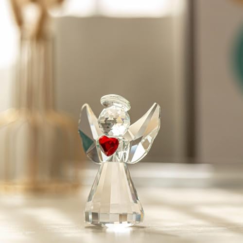 3.3inch Crystal Guardian Angel Figurine For Women Art Glass Angel Ornaments - style: Heart Angel
