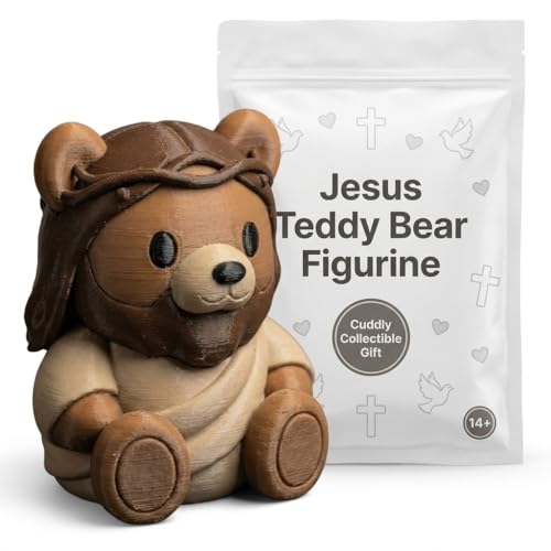 Jesus Bear Collectible Figurine - Detailed Religious Desk Decor for Spiritual Faith Displays and Unique Gifts - 3D Printed in Canada