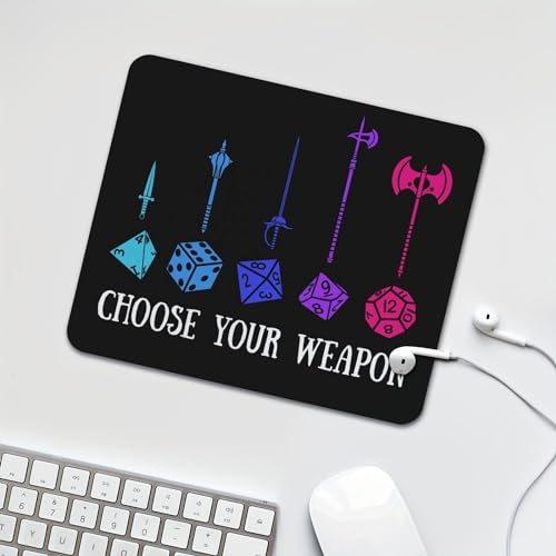 Choose Your Weapon Dungeon RPG Dice Non-Slip Rubber Mouse Pad Mousepad, 9.5 X 7.9 Inch (240mmX200mmX3mm) - color: Choose Your Weapon
