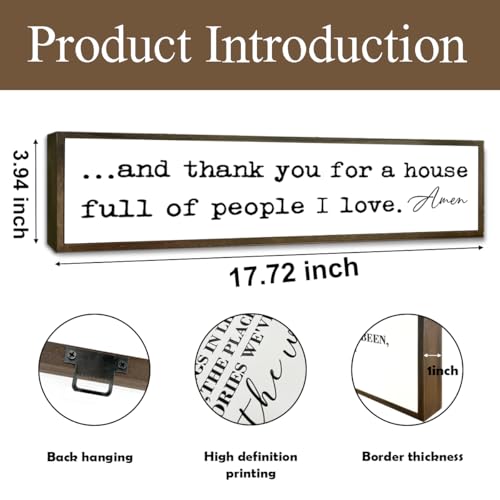 Christian Home Decor, Rustic Farmhouse Tabletop Decors, Home Living Room Wall Decoration, Family Decor Signs, And Thank You for A House Full of People I Love Sign 17.8x4x1.2 inches - color: Religion Sign 37